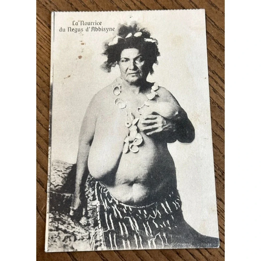 Egyptian 1915 Wet Nurse NEGUS D'ABBISYNE Ethnographic Cairo Postcard RPPC Nude